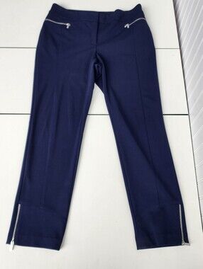 Calvin Klein Dress Pants Women's Blue Zip Hem Pockets Career Stretch Sz 6